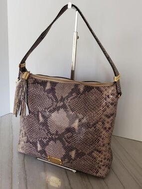 Michael Kors Bedford Hobo Bag Python Dark Sand